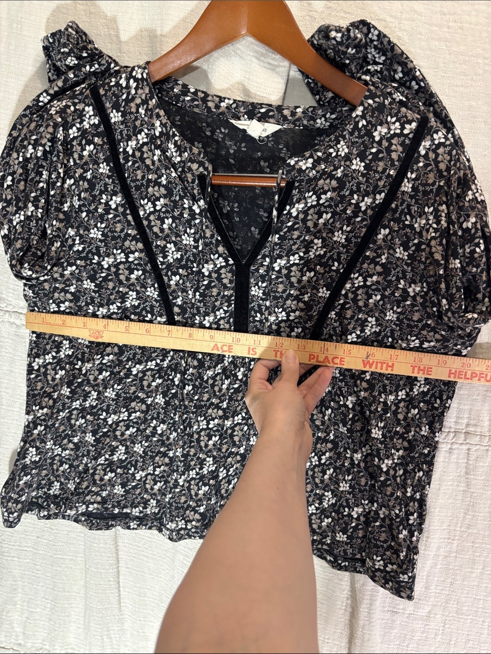 Lucky Brand Black Floral Long-Sleeve Peasant Blouse - Picture 10 of 11